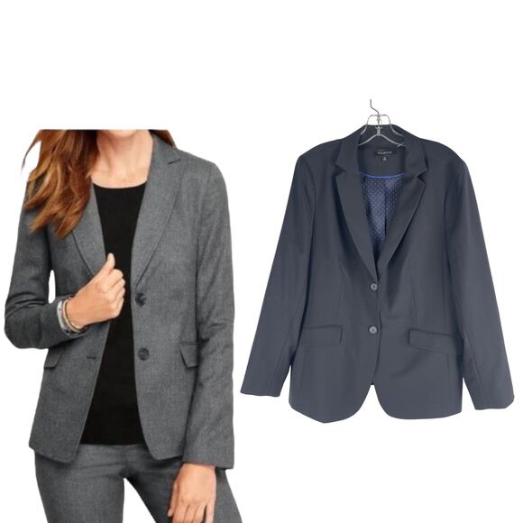 Talbots Luxe Wool Blend Blazer Jacket 2 Buttons Black Size 16 - Picture 1 of 8